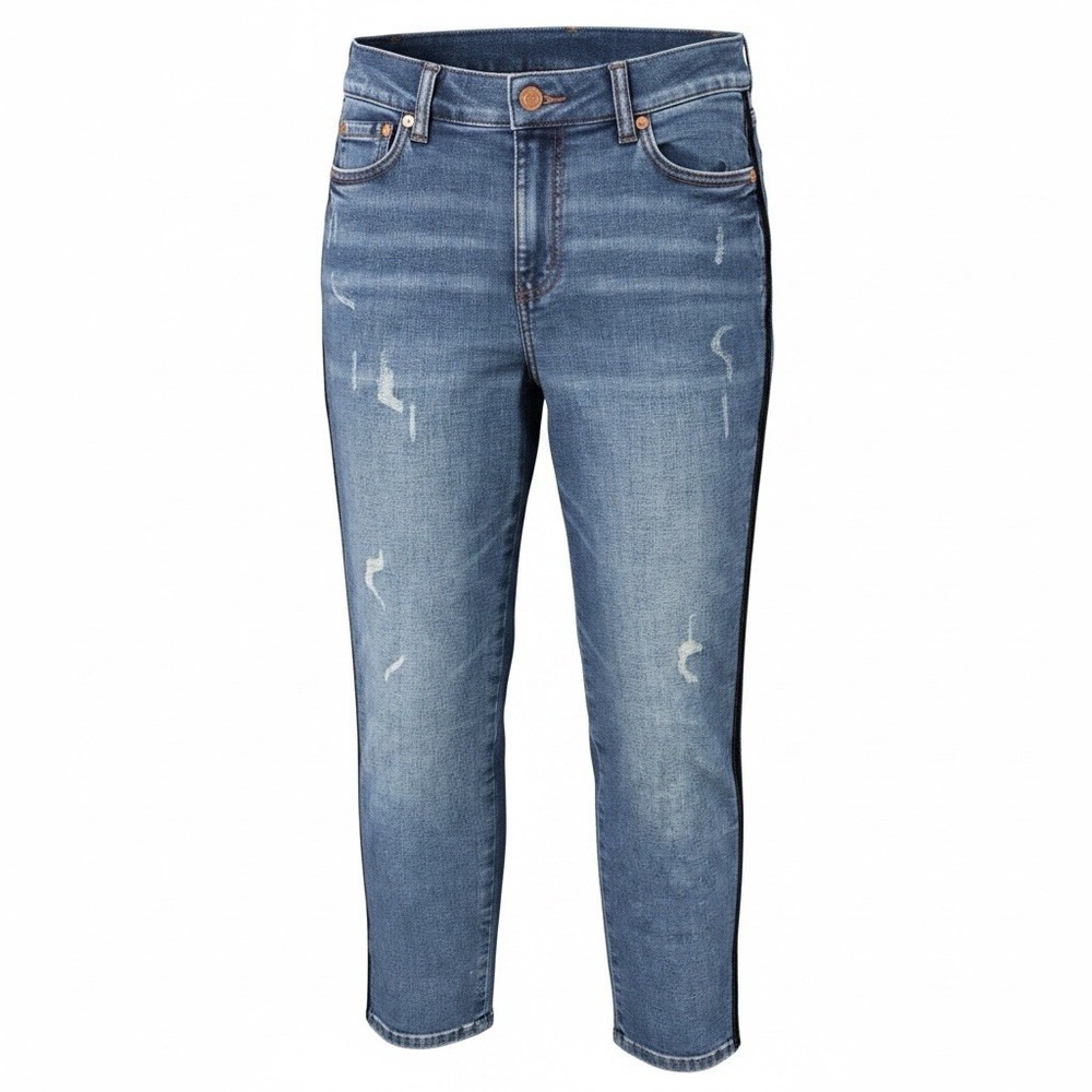 Canyon Retreat Patched Distressed Frayed Hem Womens Midrise Jeans Size 6